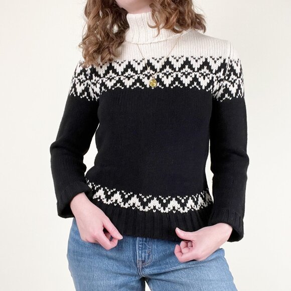 Vintage 100% Lambswool Fair Isle Scandinavian Turtleneck Sweater Knit Old Money - Picture 9 of 9